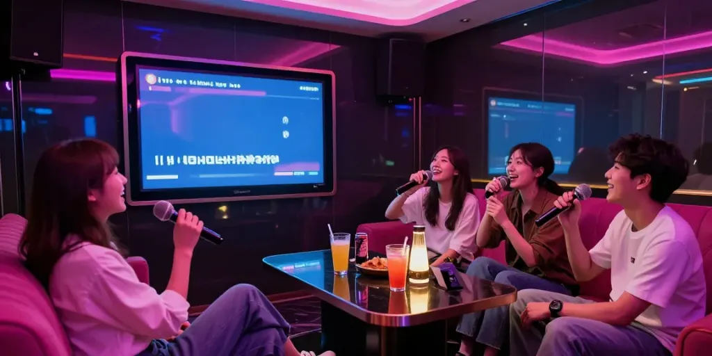 강남 달토에서 즐거운 노래방 파티를 즐기는 친구들 모습